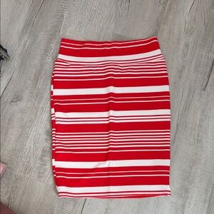 LuLaRoe Red and White Striped Pencil Skirt